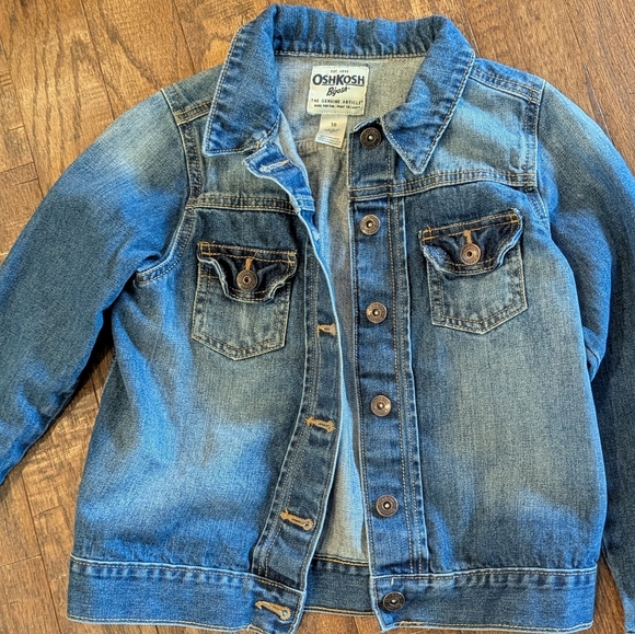 OshKosh B'gosh Medium Stone Wash Blue Denim Jean Jacket Pockets Girls Size 10 - Picture 6 of 9